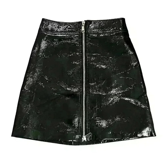 Ronny Kobo Black Faux Patent Glossy Mini Skirt Size XS - Picture 2 of 9